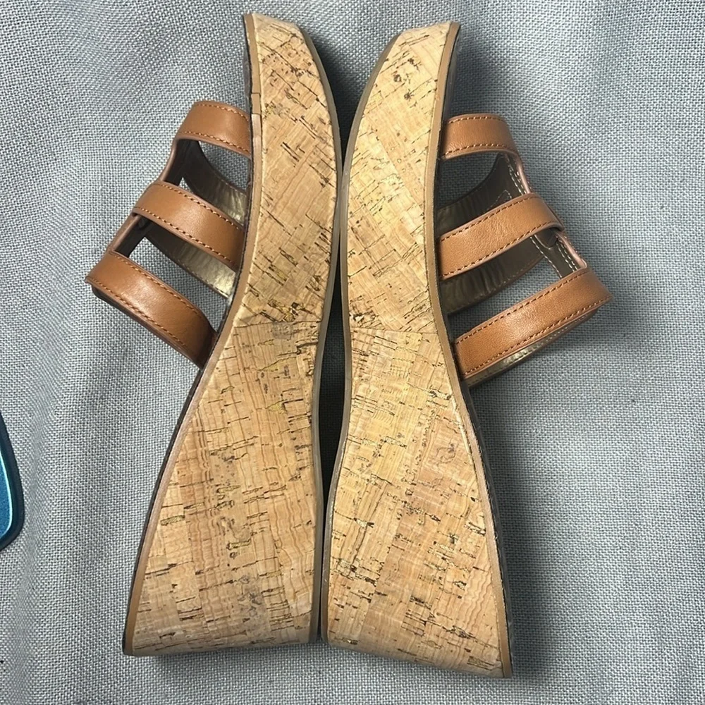 Sam Edelman Womens Ronie Leather Cork Wedge Sandals size 9.5 - Picture 6 of 9